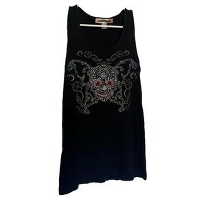 Love Junkie Black Tank Top with Skull Design